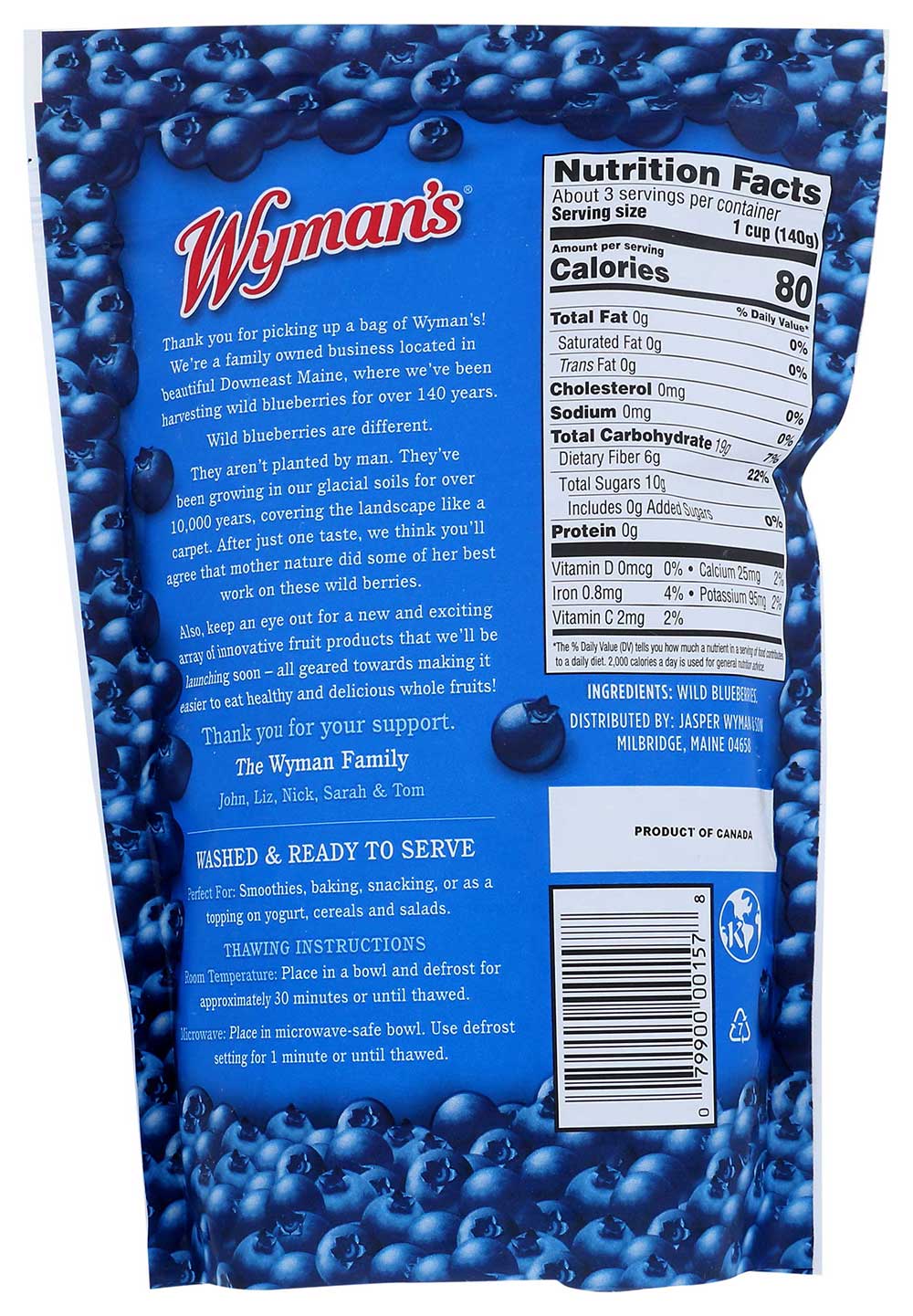 Wymans Wild Blueberries, 15 oz
