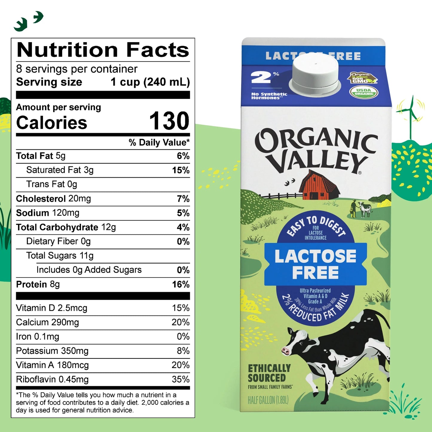 Organic Valley Lactose Free Milk 2%, 64 oz