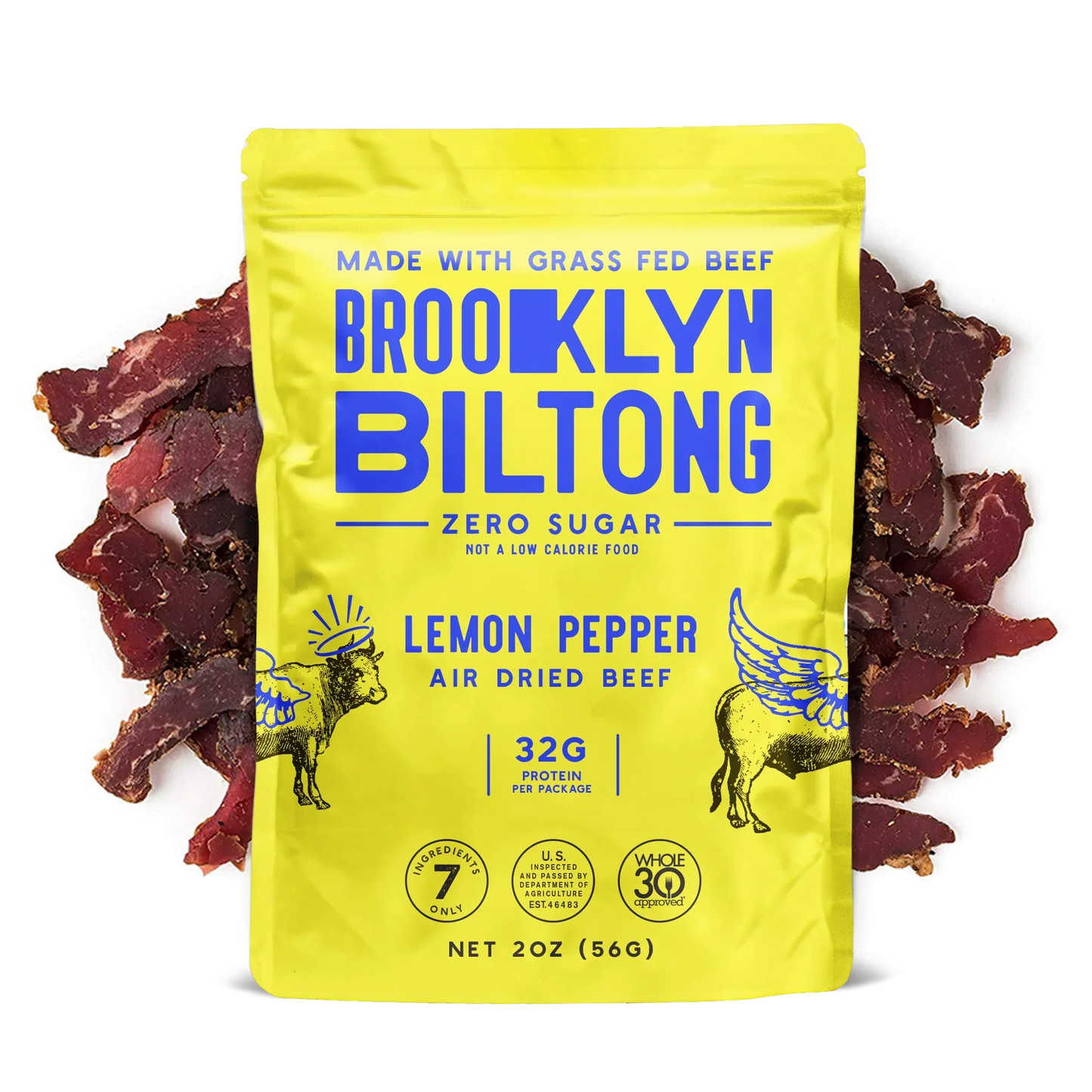 Brooklyn Biltong Grass Fed Lemon Pepper Spiced Tender Jerky, 2 oz