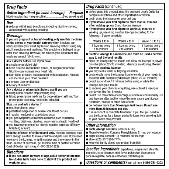Kirkland Signature Quit, 2mg or 4mg, Mint Lozenges, 270 Pieces