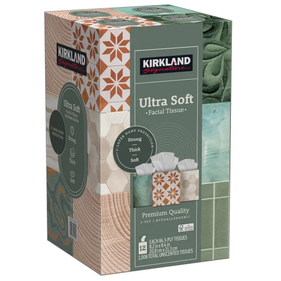 Kirkland Signature Ultra Soft Facial Tissue, 12 Count