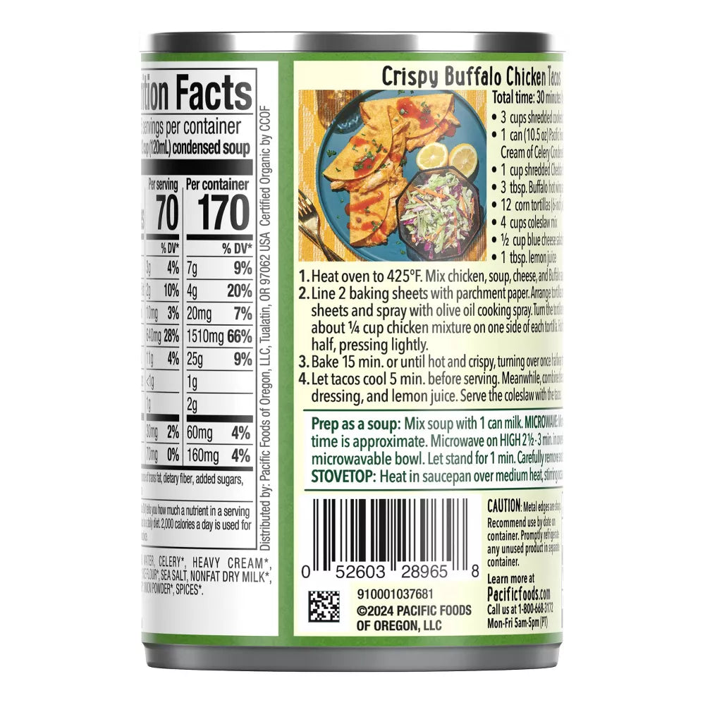 Pacific Foods Organic Cream of Celery Condensed Soup, 10.5 oz