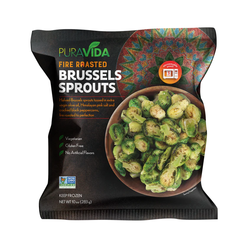 Puravida Foods Fire Roasted Brussels Sprouts, 10 oz