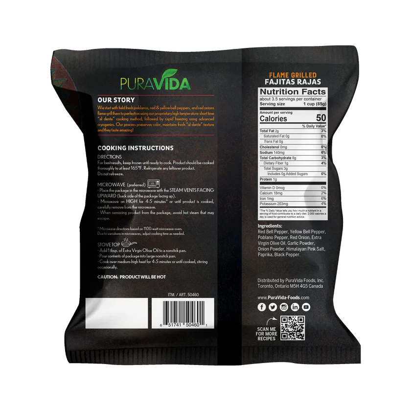 Puravida Foods Rajas Fajitas Flame Grill, 10 oz