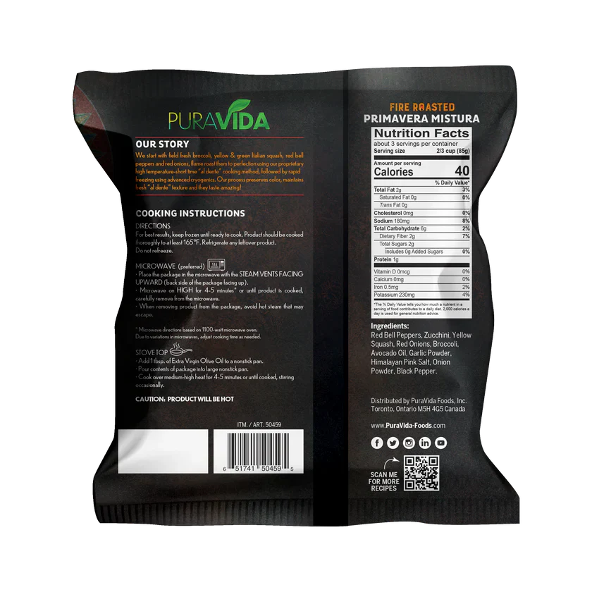 Puravida Foods Fire Roasted Primavera Misture, 10 oz