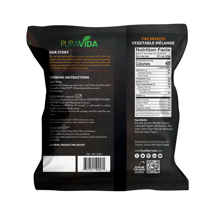Puravida Foods Fire Roasted Vegetable Melange, 10 oz