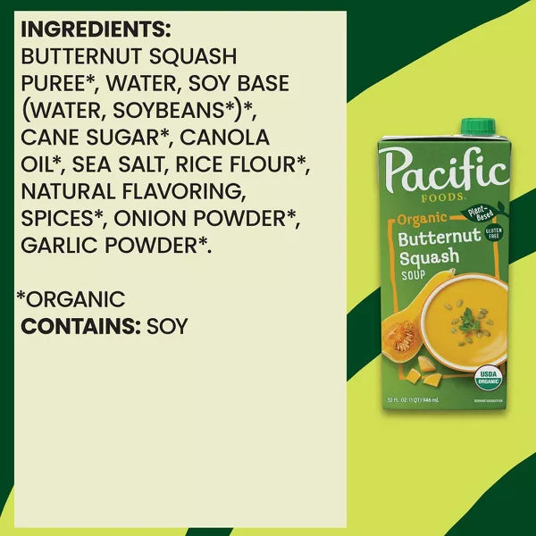 Pacific Foods Organic Butternut Squash Soup, 32 oz