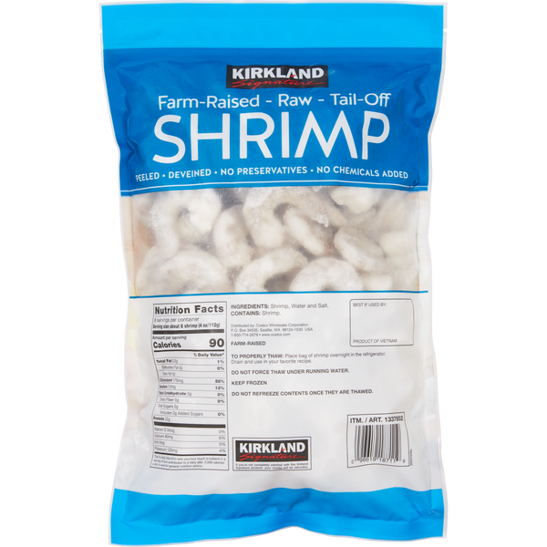 Kirkland Signature Farm-Raised Raw Shrimp, Peeled, Deveined, 31-40-count, 2 lbs
