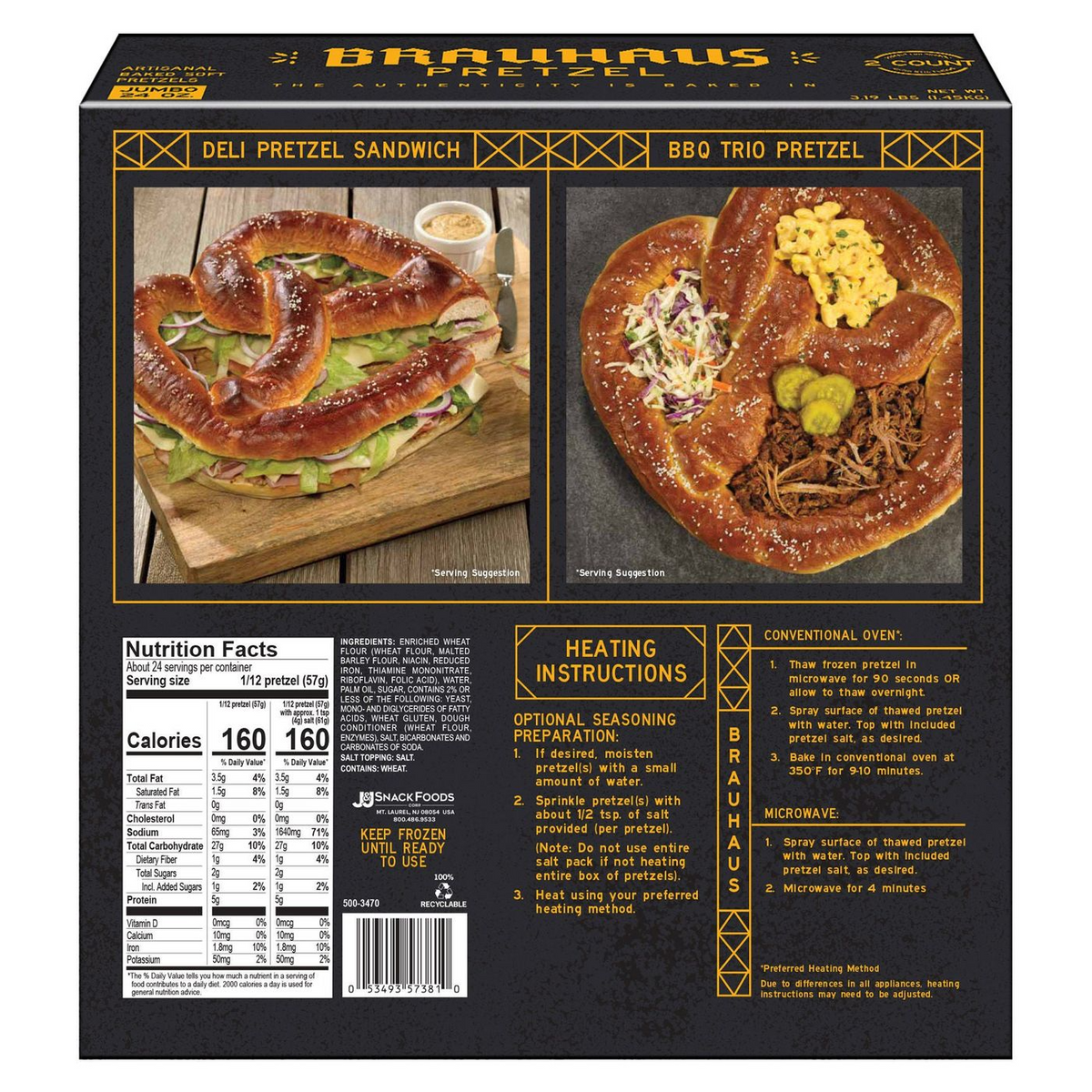 Bavarian Jumbo Pretzel, 24 oz, 2- count