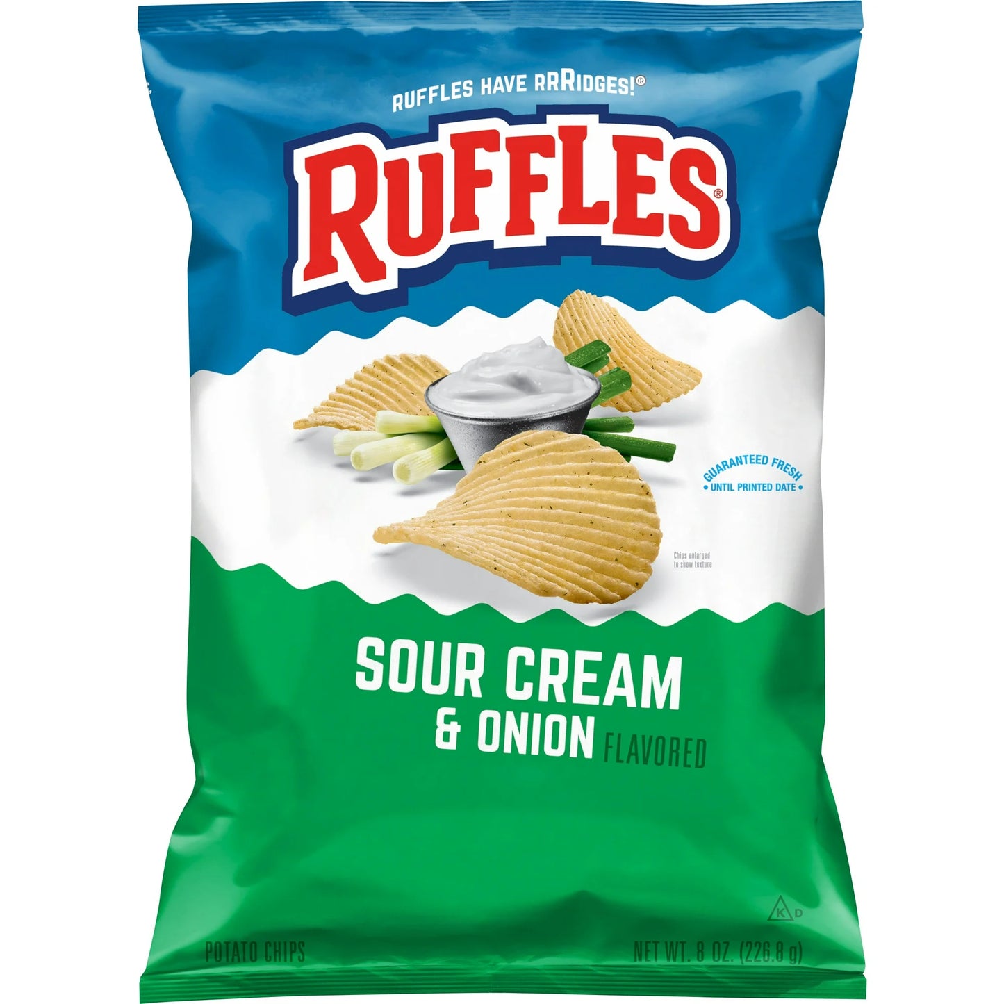 Ruffles Sour Cream & Onion Flavored Potato Chips, 8 oz