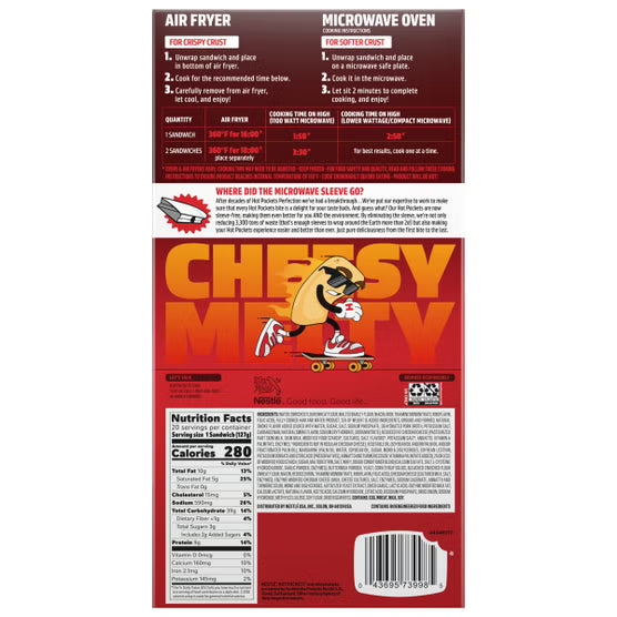 Hot Pockets Hickory Ham and Cheddar, 4.5 oz, 20 ct