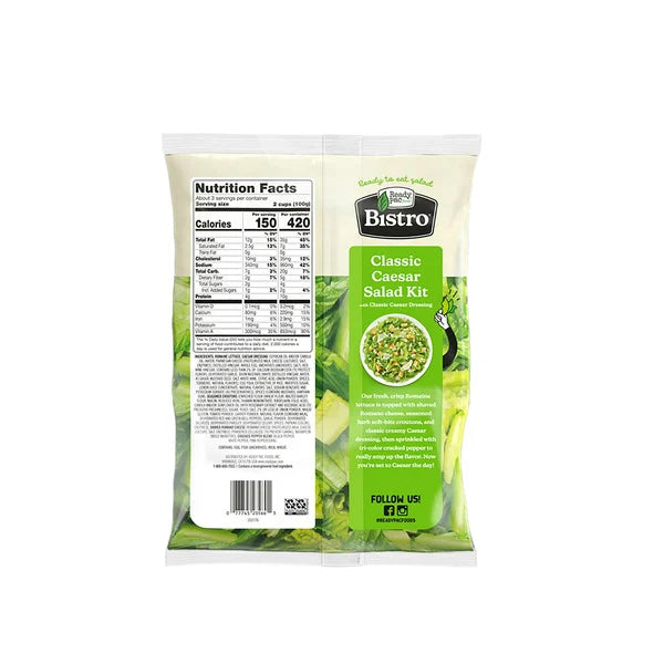 Ready Pac Bistro Classic Caesar Salad Kit Bag, with Classic Caesar Dressing, 10 oz