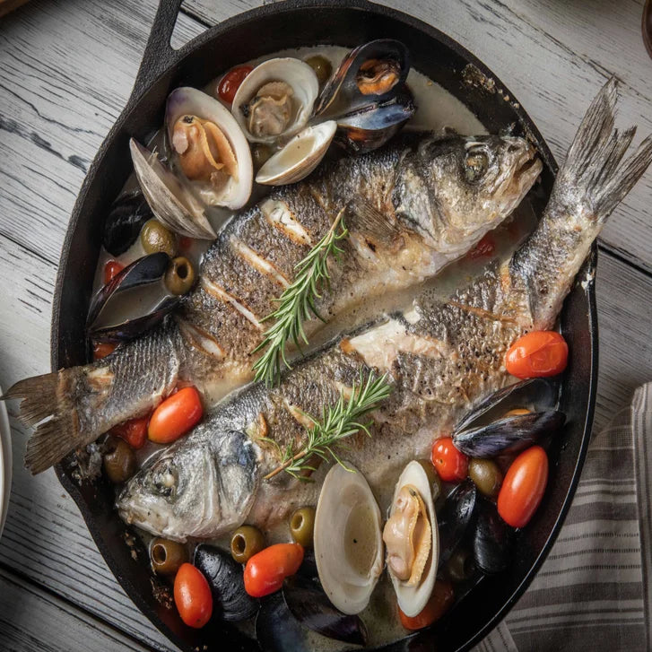 Whole Head On, Cleaned Branzino Fish ($9.99 / lb)