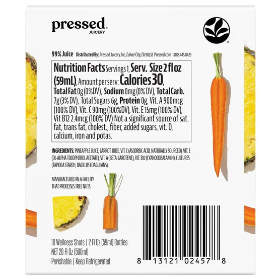 Pressed Juicery Multivitamin + Gut Health Wellness Shots, 2 fl oz, 10 ct