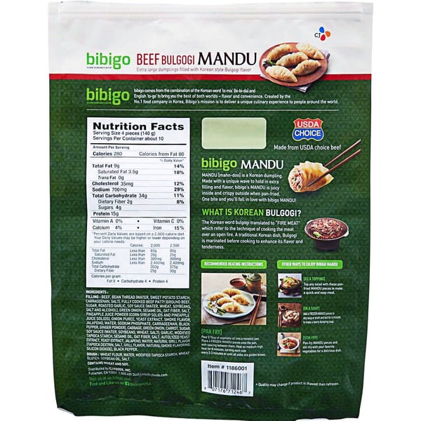 Bibigo Beef Bulgogi Mandu Dumplings, 3 lbs