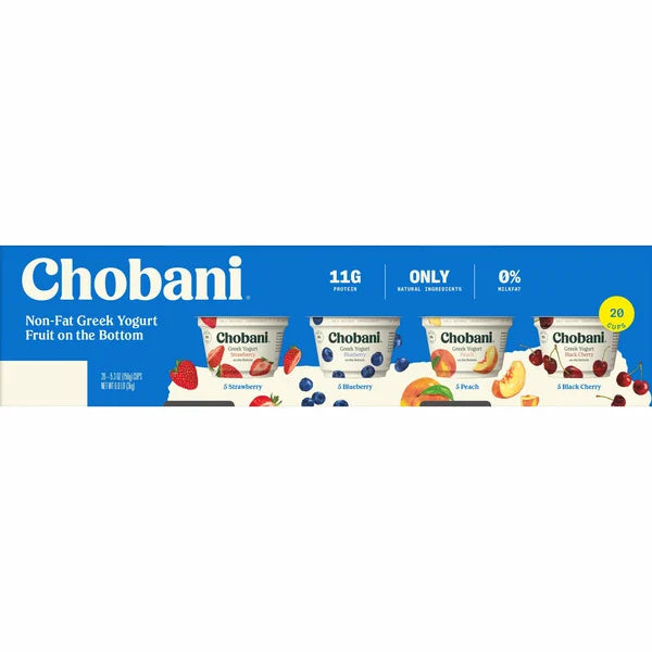 Chobani Greek Style Yogurt Variety Pack 20 ct, 5.3 oz