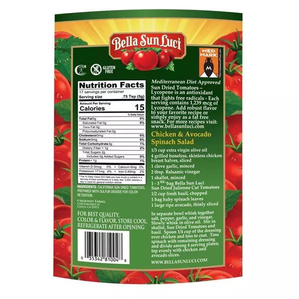Bella Sun Luci Sundried Tomatoes Julienne Cut, 3 oz