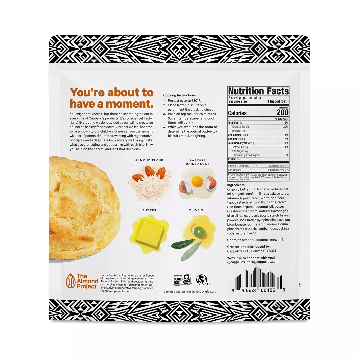 Cappello's Biscuits Buttermilk, 12.1 oz