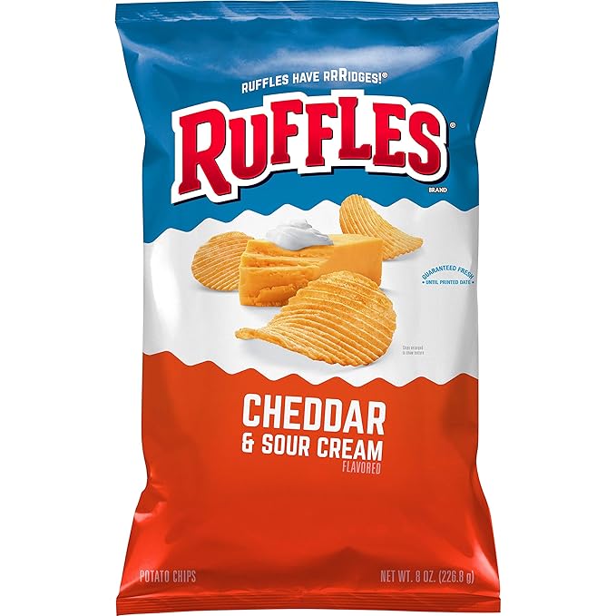 Ruffles Cheddar & Sour Cream Flavored Potato Chips, 8 oz