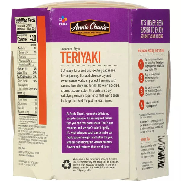 Annie Chun's Japanese Style Teriyaki Noodle Bowl, 7.8 oz
