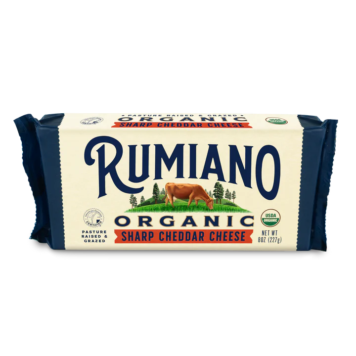 Rumiano Organic Sharp Cheddar Cheese Bar, 8 oz