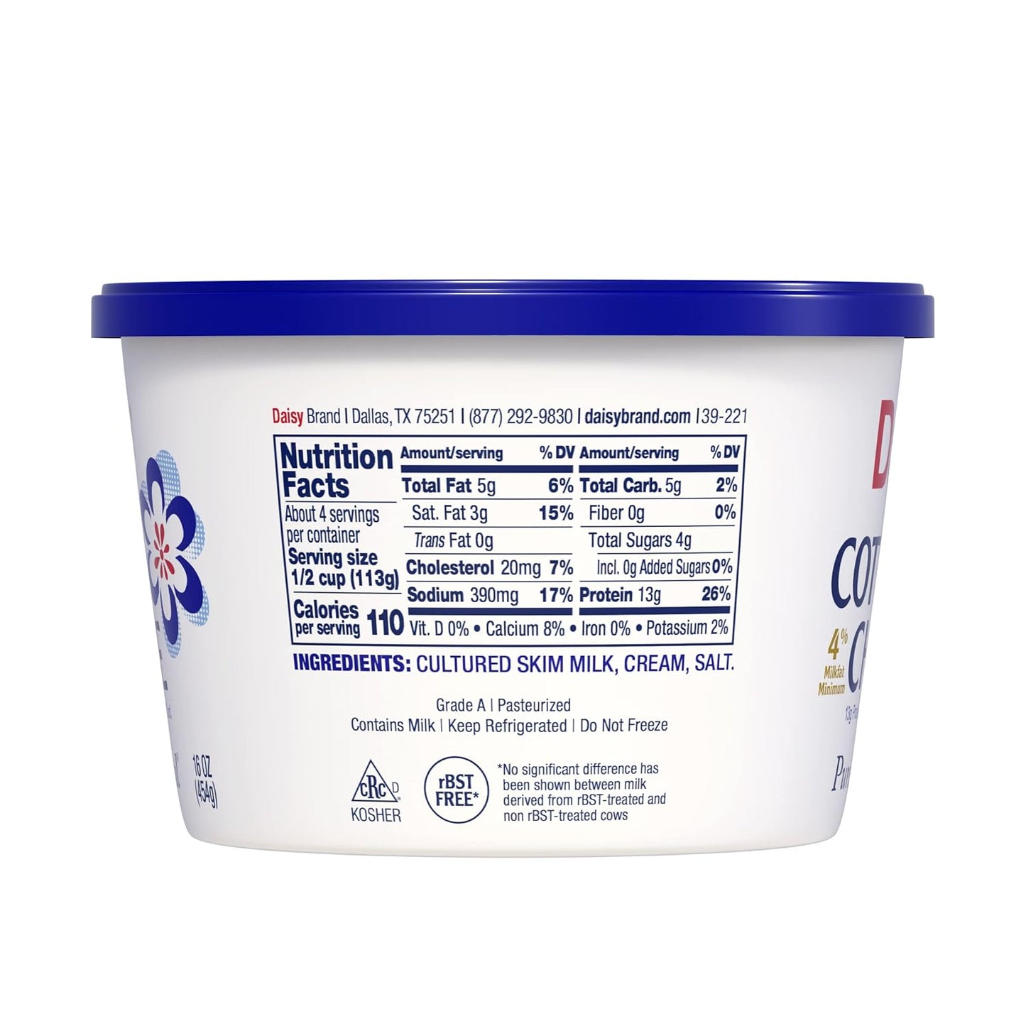 Daisy Pure and Natural Cottage Cheese 4%, 16 oz
