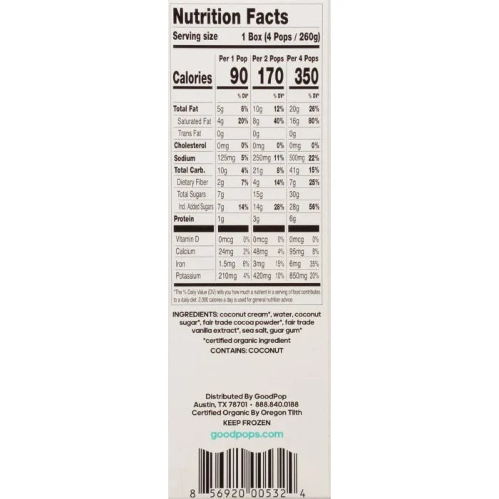 Goodpop Double Chocolate Fudge Popsicles, 4 Count