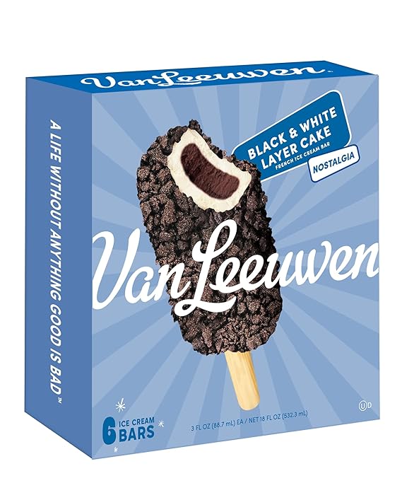 Van Leeuwen Black & White Layer Cake French Ice Cream Bars, 6 Count