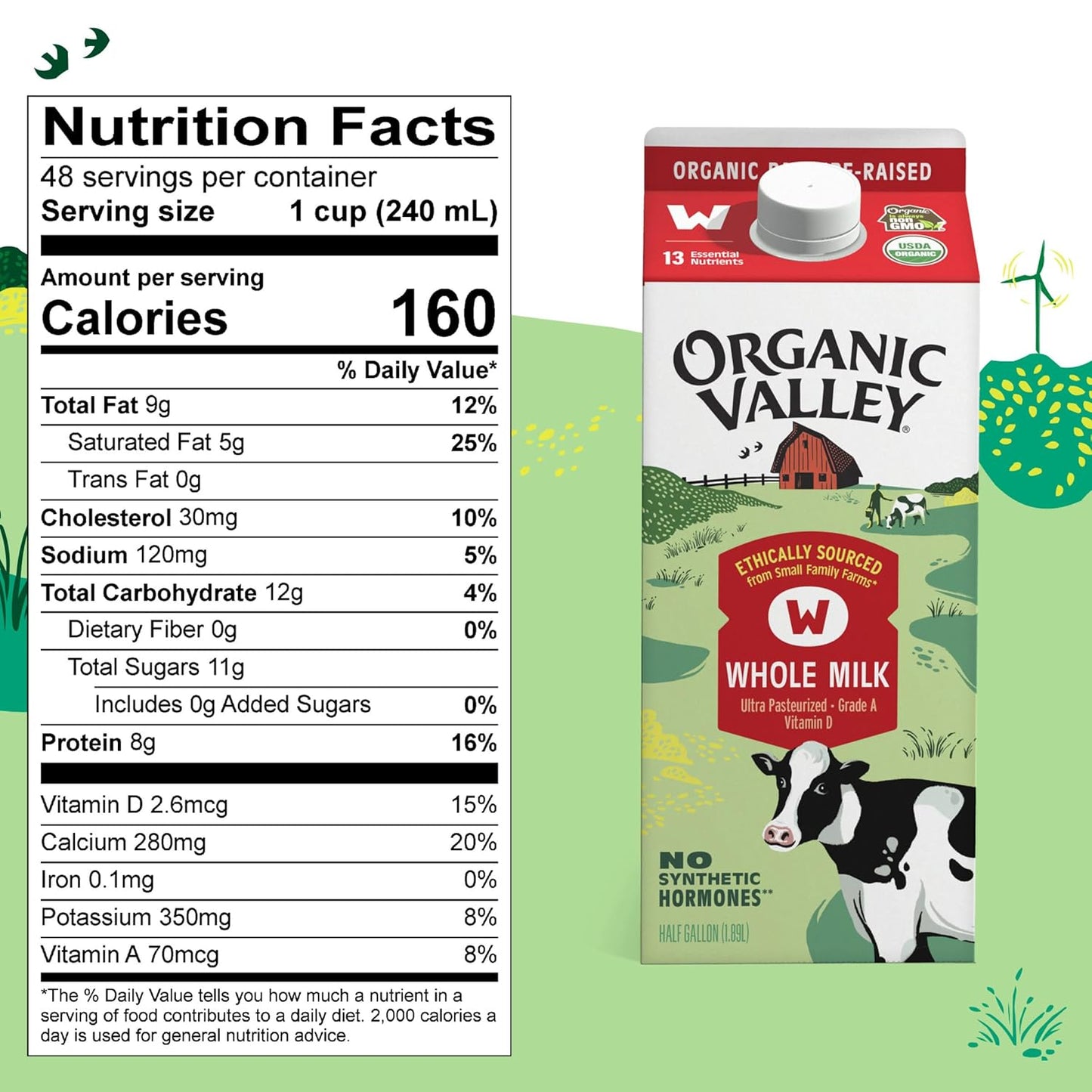 Organic Valley Whole Milk, 64 oz