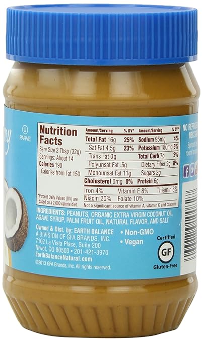 Earth Balance Creamy Peanut & Coconut Oil Spread, 16 oz