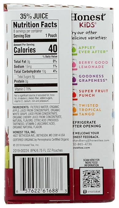 Honest Kids Organic Cherry Go Round Fruit Juice 8 ct, 6.75 oz