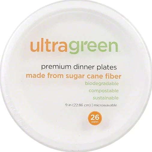 Ultra Green 9" Premium Dinner Plates, 26 Count