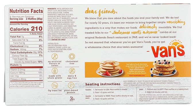 Van's Frozen Blueberry Protein Waffles, 6 Count