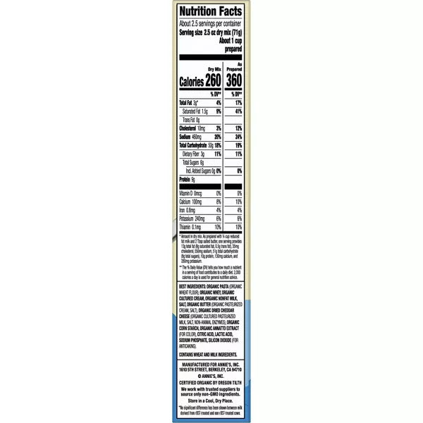 Annie's Organic Macaroni and Classic Cheddar, 6 oz