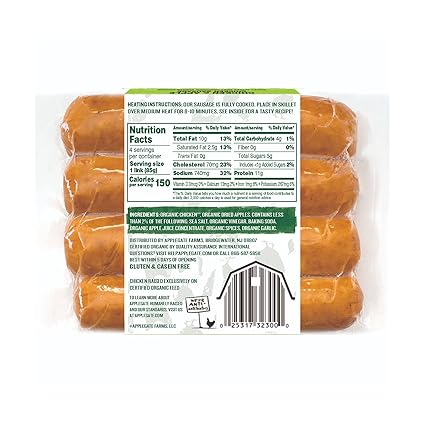 Applegate Organic Chicken Apple Sausage, 12 oz