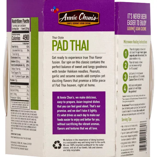 Annie Chun's Pad Thai Style Pad Thai Noodle Bowl, 8.1 oz