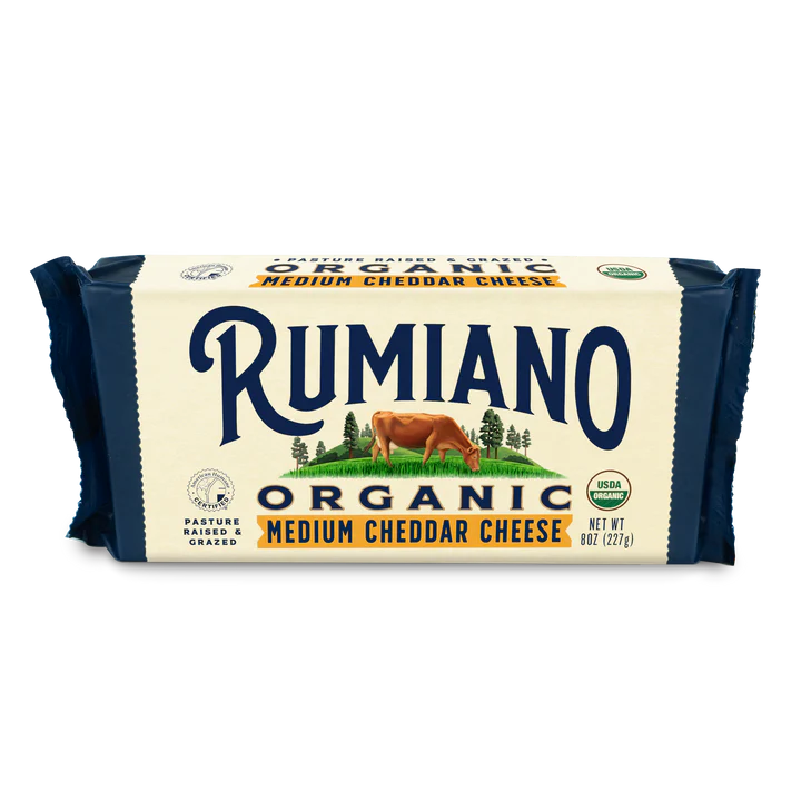 Rumiano Organic Medium Cheddar Cheese Bar, 8 oz