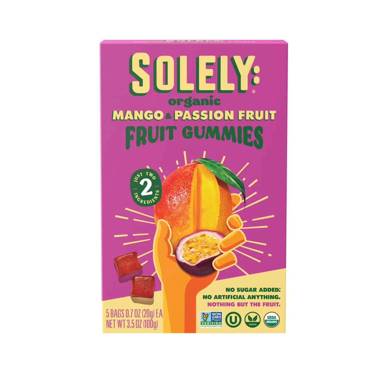 Solely Organic Mango & Passion Fruit Fruit Gummies, 3.5 oz