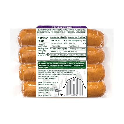 Applegate Organic Sweet Italian Chicken Sausage, 12 oz