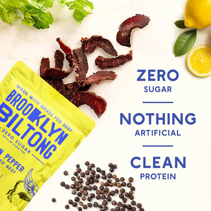 Brooklyn Biltong Grass Fed Lemon Pepper Spiced Tender Jerky, 2 oz