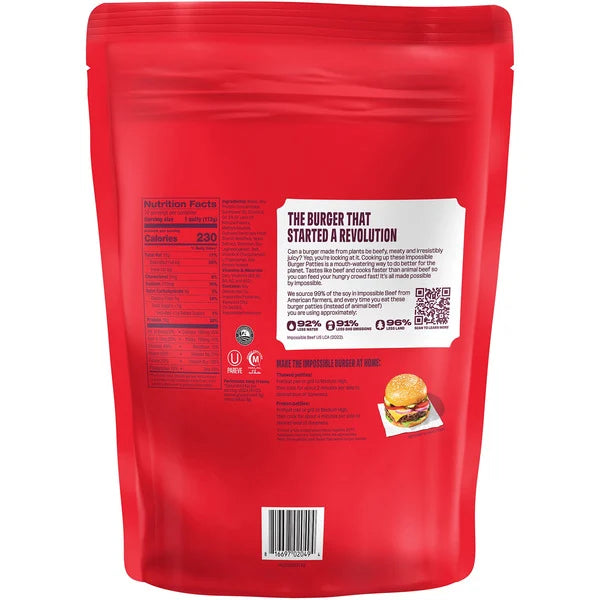 Impossible Burger Patties Made From Plants, 4 oz, 10 Count
