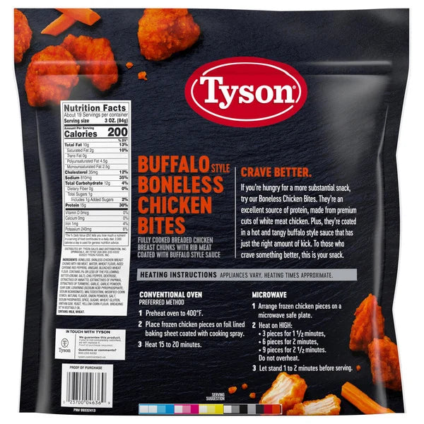 Tyson Boneless Chicken Bites, Buffalo Style, 3.5 lbs