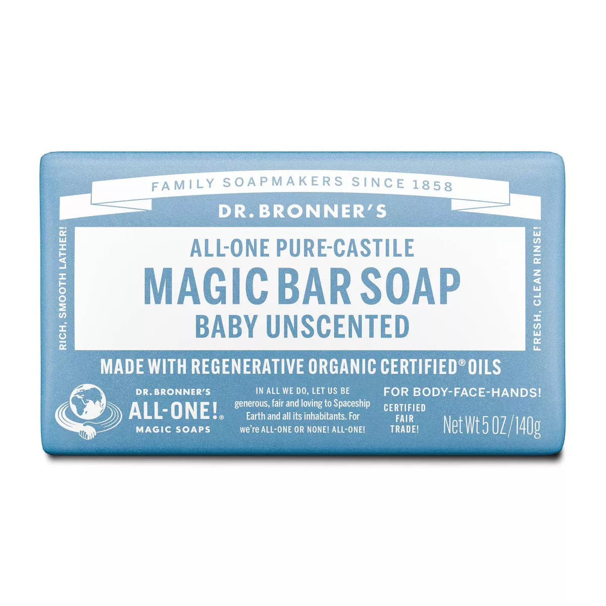 Dr. Bronner's Unscented Bar Soap, 5 oz