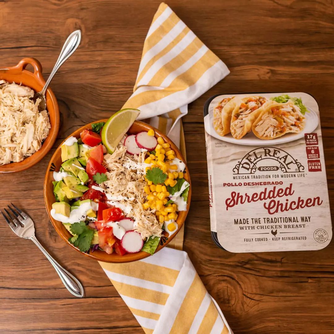 Del Real Foods Shredded Chicken, 15 oz