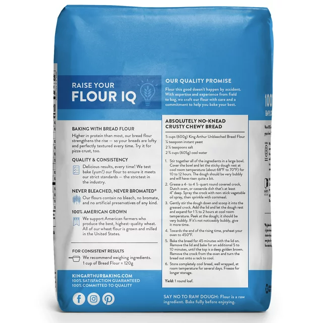 King Arthur Baking Company Unbleached Bread Flour Non-GMO Project Verified, 5 lb.