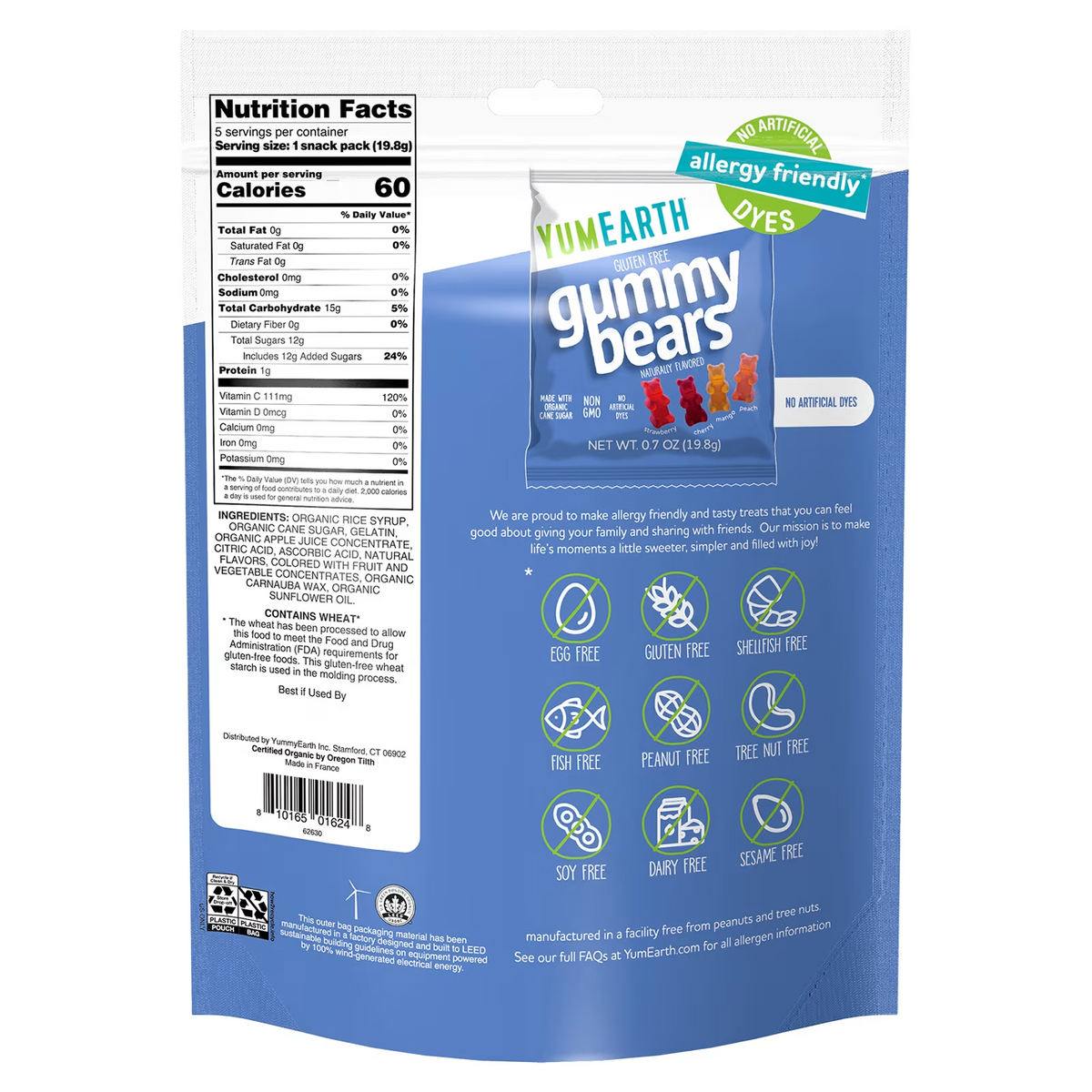 YumEarth Gummy Bears 5 ct, 3.5 oz