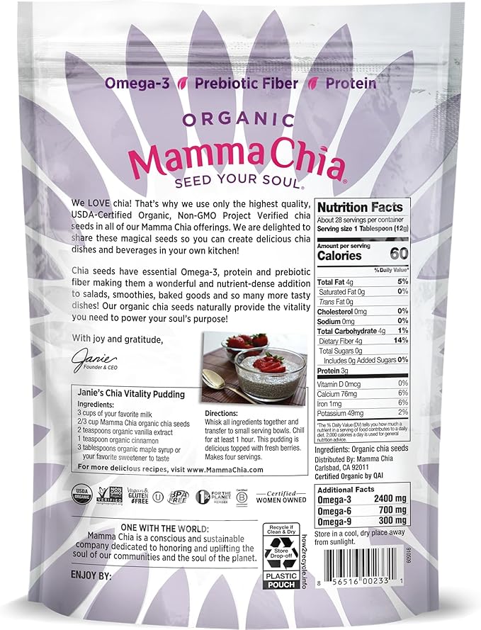 Mamma Chia Organic Black Chia Seeds, 12 oz