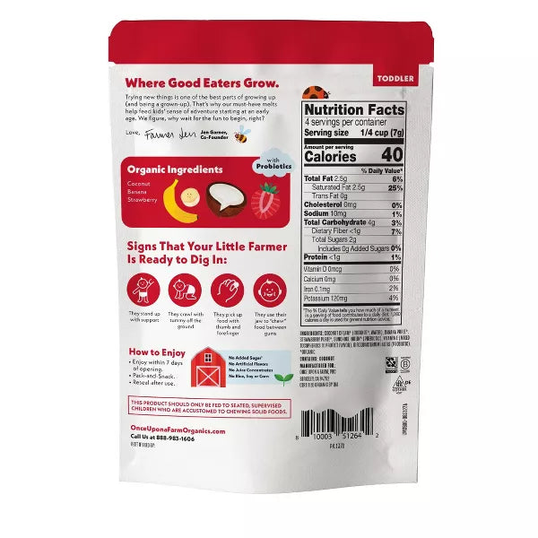Once Upon A Farm Organic Strawberry Banana Coconut Melts, 1 oz