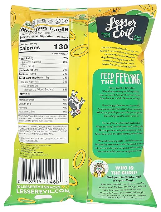 Lesser Evil Organic Intergalactic Onion Moonions, 6 oz