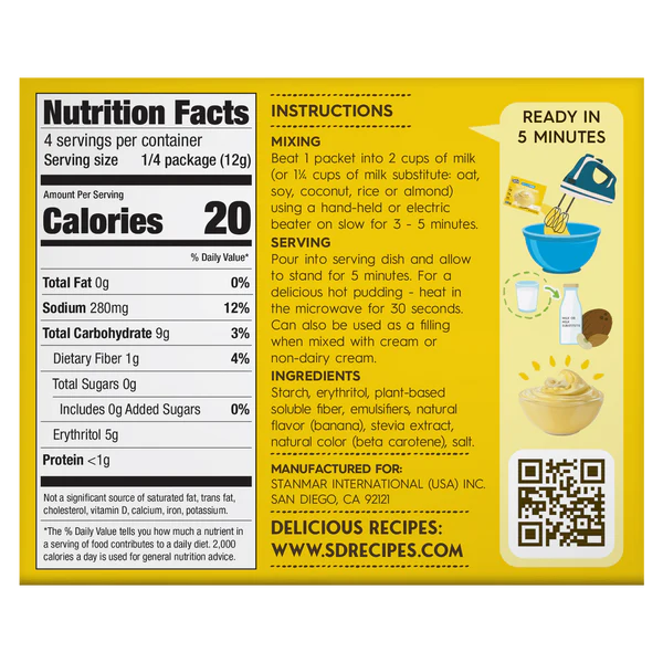 Simply Delish Pudding Banana Instant Sugar Free, 1.7 oz